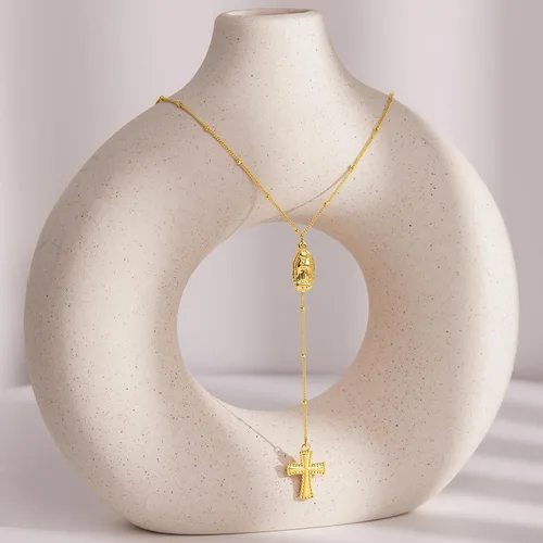 Vista 71 de Collar de cruz para mujeres y niñas, delicado chapado en oro de 14 quilates, gargantilla con dije de cruz que no se deslustra, impermeable, moderno