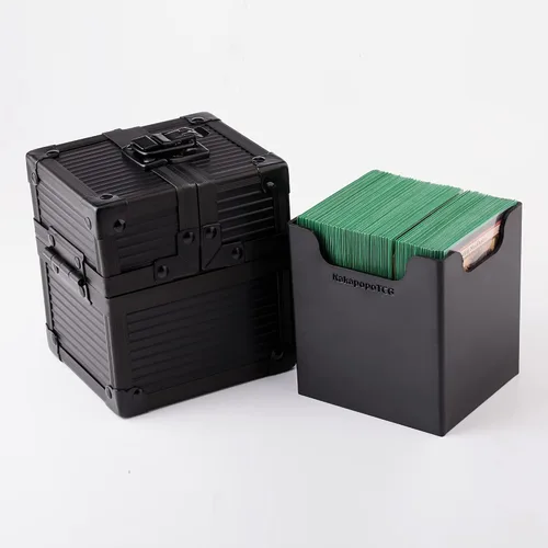 Vista 3 de Caja de cubierta de metal negro caja de dados para protector de cubierta de almacenamiento tarjetas comerciales TCG Ultra Pro manga MTG Magic FaB