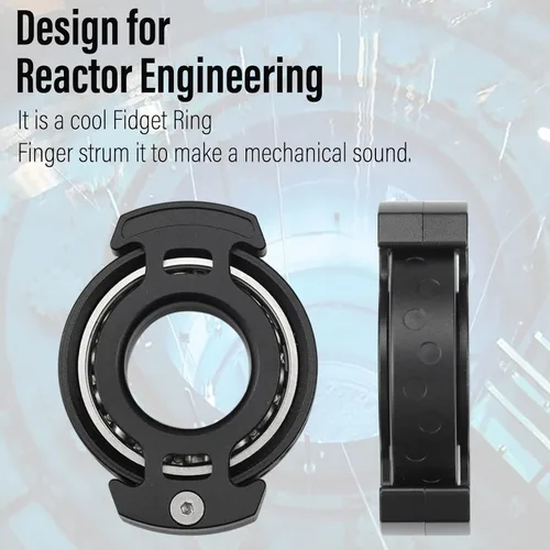 Vista 4 de FREELOVE Metal Ring Fidget Toys for Men Adults, Aluminum Alloy, Chain Bike Sound Anxiety Ring, Nuclear Reactor Design with 6804 Ball Bearing Finger