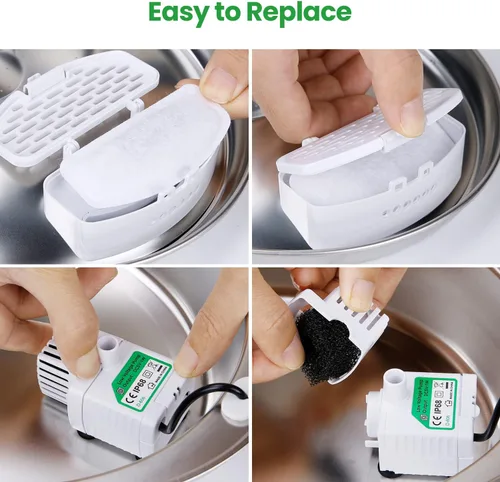 Vista 8 de Paquete de 12 filtros de repuesto para fuente automática D60 de 100 oz/3 L, filtros de fuente de carbono para gatos, dispensador de agua