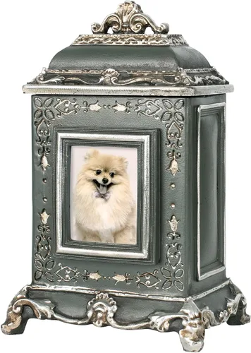 Vista 9 de AELS Urna de mascotas caja de memoria para recuerdos con ranura para fotos, urnas conmemorativas para perros para cenizas, urnas de cremación