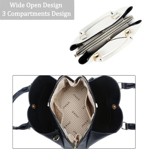 Vista 86 de KKXIU Monederos y bolsos de mano con triple compartimento para mujer, bolso de mano con asa superior