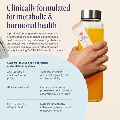 Vista 3 de FullWell Alpha Inositol+ Stick Packs - Ayuda hormonal, ovárica y metabólica - 40:1 mio-inositol a D-quiro-inositol - Crema de naranja - 60