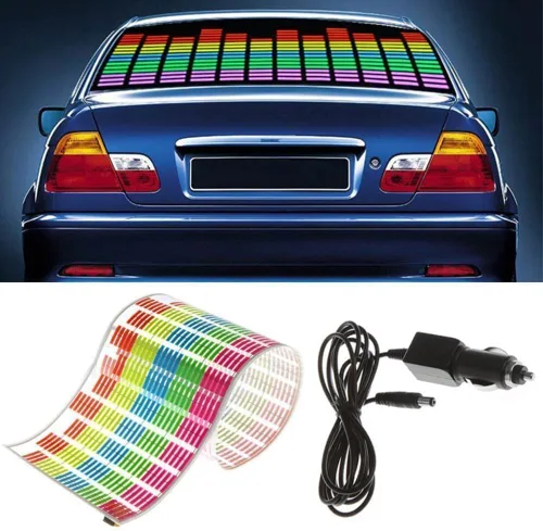 Vista 10 de Pegatinas adhesivas para auto con luces LED brillantes, sensor de sonido y música, ecualizador, ritmo, lámpara de voz, flash de audio, 90 x 25 cm