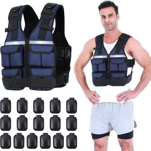 Vista 15 de Sportneer Chaleco con Peso Ajustable Pesos: 2-18 lbs/2-40 lbs Chaleco de Peso Lavable para Caminar 16 en 1 Chaleco de Ajuste Rápido para Rucking