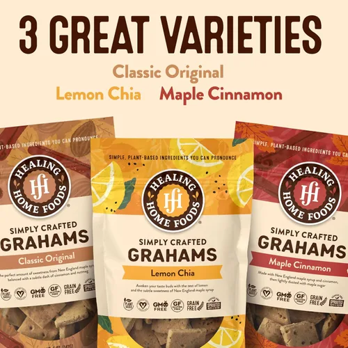Vista 7 de Healing Home Foods Galletas Graham clásicas horneadas, sin gluten, hechas con harina de almendras, jarabe de arce orgánico y canela orgánica