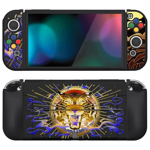 Vista 22 de PlayVital ZealProtect - Funda protectora suave para Nintendo Switch OLED, protector flexible Joycon Grip Cover para Nintendo Switch OLED con tapas
