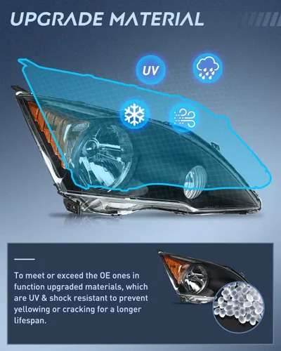 Vista 4 de Nilight Conjunto de faros para Honda CRV (CR-V) 2007 2008 2009 2010 2011 Carcasa negra Reflector ámbar