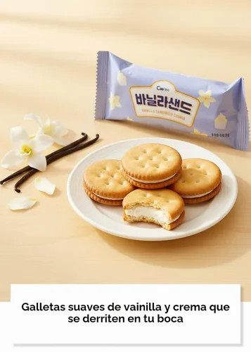 Vista 4 de Korean Food CW Vanilla Sandwich Cookies Sweet Vanilla Cream 12 Packs 360g