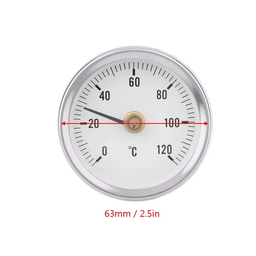 Vista 8 de Termómetro de resorte TS-W50A 2.480 in 0-120 ° Termómetro de tubo de temperatura bimetálico IP55 Termómetro de abrazadera de aluminio