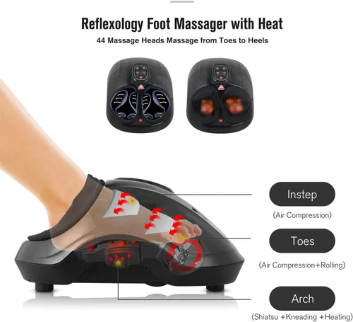 Vista 4 de FIT KING Masajeador de Pies Shiatsu con Calor, Máquina de Amasado Profundo, Masajeador de Reflexología Podal para Relajación de Pies y Alivio