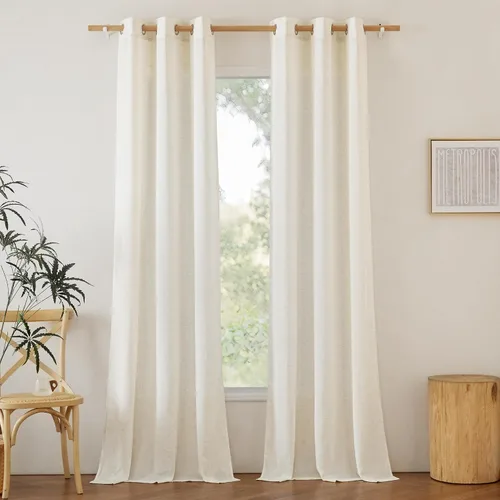 Vista 36 de NICETOWN - Cortinas de lino angora para ventana de cocina sobre el fregadero, con ojales, lino grueso angora, tratamientos cortos para ventanas