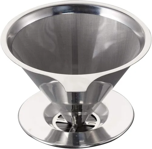 Vista 9 de Filtro de café de acero inoxidable sin papel Reutilizable Lento Goteo Metal Cono Café té infusión (sin base)