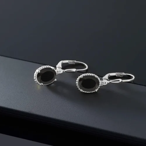 Vista 156 de Gem Stone King Aretes colgantes de gota para mujer, plata de ley 925, piedra natal ovalada de 0.354 x 0.276 in, joyería fina, regalos para ella