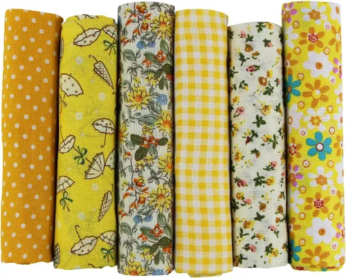 Vista 9 de UOOOM 6pcs 19.7x19.7 in Patchwork algodón tela DIY costura hecho a mano acolchado tela diferentes diseños (Tone-Blue)