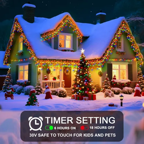 Vista 4 de Luz de hielo de 49 pies para exterior, 480 luces LED de Navidad para exteriores, iluminación de hielo de Navidad con 11 modos y temporizador