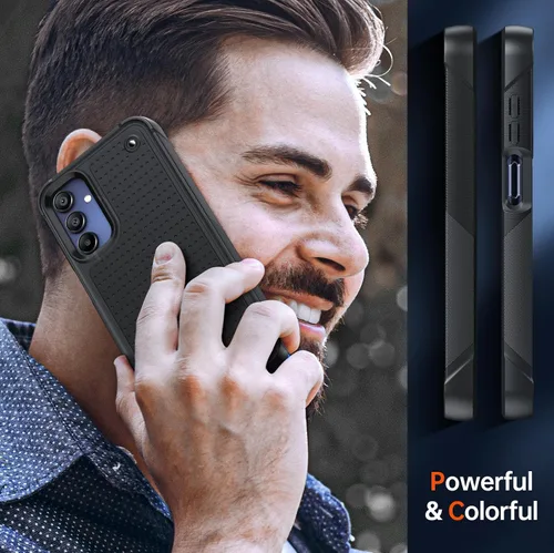 Vista 6 de LeYi Funda para teléfono Galaxy A15-5G: A15 5G Funda con protector de pantalla de vidrio, resistente a prueba de golpes de doble capa protectora