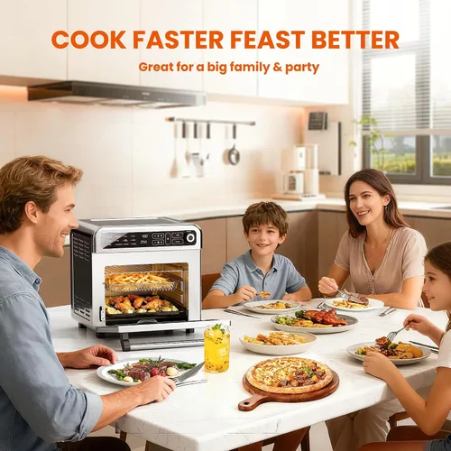 Vista 6 de [Usado] Electactic Combo de horno tostador de freidora de aire de 18 cuartos de galón, horno de convección grande 12 en 1 con control de temperatura