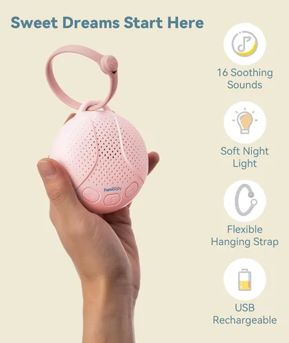 Vista 2 de Máquina de sonido para bebés y niños - Chupete de sueño para bebés Máquina portátil de ruido blanco con luz nocturna para guardería 16 sonidos