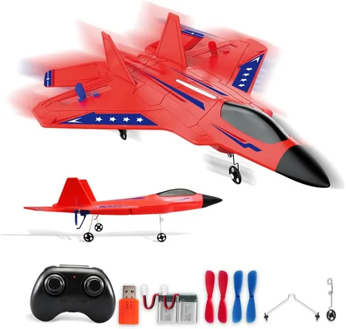Vista 13 de Avión RC, avión RC F22 listo para volar, avión de control remoto de 2.4 GHz, avión de control remoto de 2 canales, juguete de aviones RC para niños