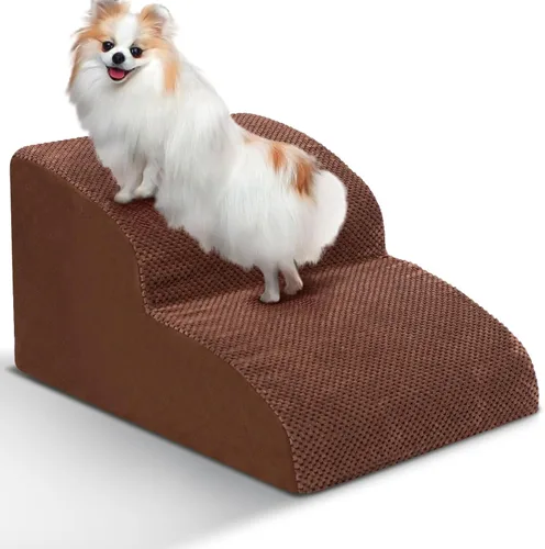 Vista 17 de Escaleras para Perros para Perros Pequeños - Rampa de Espuma de Alta Densidad, Pasos Extra Anchos para Mascotas con Fondo Antideslizante para Camas