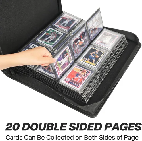 Vista 12 de Carpeta TopLoader de 9 bolsillos, con capacidad para 360 estuches rígidos de 3 x 4 pulgadas, carpeta de colección de tarjetas, 20 páginas de doble