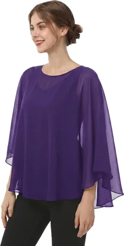 Vista 18 de Capas de gasa para mujer, chales y envolturas para poncho Negro