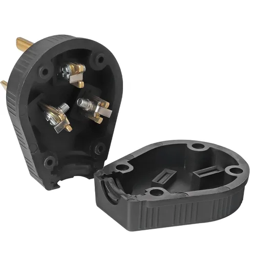 Vista 5 de TENINYU Enchufe de 3 polos, 3 cables para secador, cable de extensión macho de hoja recta, conector eléctrico de repuesto, enchufe NEMA 10-30P
