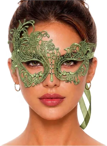 Vista 21 de Masquerade Mask For Women Lace Masquerade Mask for Masquerade Party, Proms, Venetian Party, Mardi Gras, Halloween & Cosplay Ana Bg Pluma de Pavo Real