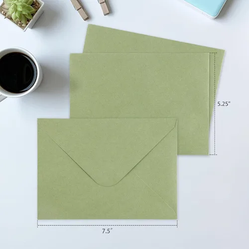 Vista 2 de Granhoolm Paquete de 50 sobres de 5 x 7, sobres de invitación A7 con bandera V de 5.25 x 7.25 pulgadas para tarjetas de 5 x 7, ideal para Verde