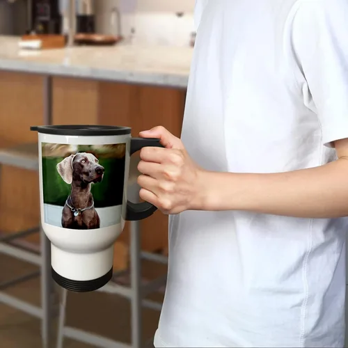 Vista 2 de 3dRose Weimaraner - Taza de viaje, 14 onzas, acero inoxidable