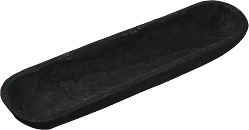 Vista 4 de Creative Co-Op Cuenco decorativo de madera de paulownia, color negro
