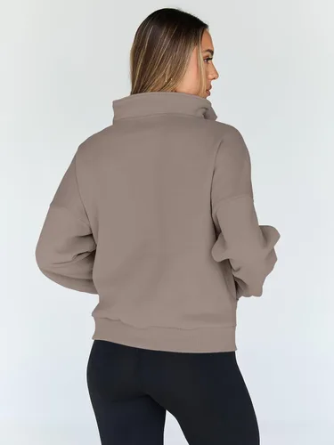 Vista 5 de Trendy Queen - Sudaderas con medio cierrey capucha de gran tamaño, comoda, extragrande, para otoño, Y2K, ropa de invierno, 2024