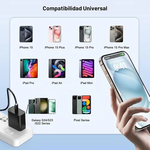 Vista 6 de Matsusho Cargador para iPhone 17, 16, 15, carga rápida, 10 pies, paquete de 2 cargadores de pared USB C de 20 W con cable de carga tipo C de 10 pies