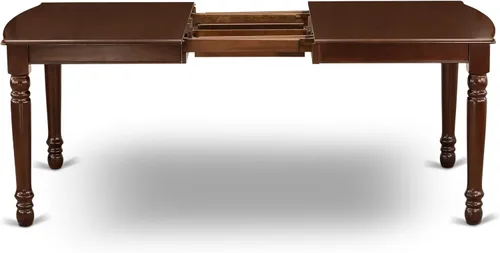 Vista 8 de East West Furniture DONO5-MAH-C - Juego de comedor de 5 piezas para 4 personas, incluye una mesa de comedor rectangular con hojas de mariposa y 4