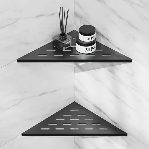 Vista 8 de lives Estante de ducha esquinero con diseño de ranura de 10 pulgadas, estantes de ducha empotrados para pared de azulejos, estantes esquineros