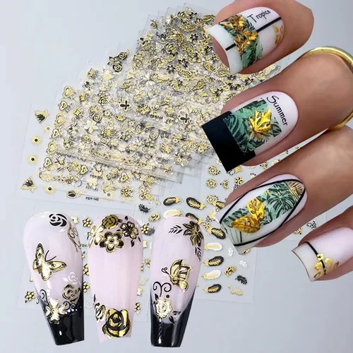 Vista 8 de 6 hojas de calcomanías de arte de uñas de Halloween, 5D estéreo, autoadhesivas, diseño de ojos holográficos, fantasma, llama, calabaza, día