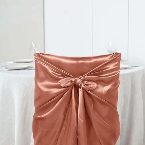 Vista 22 de Efavormart.com - Fundas para sillas beige de 1 pieza, satinadas, con lazo, universales, para banquetes, bodas, plegables, para sillas de comedor