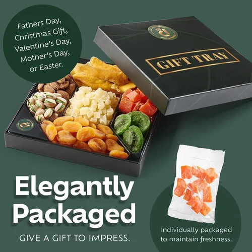 Vista 5 de Día de San Valentín – Cesta de regalo de frutas y nueces – Caja de regalo de 7 frutas secas y nueces con mango, albaricoque, piña, almendras