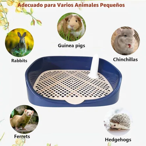 Vista 7 de Tfwadmx Caja de arena para conejillos de indias, bandeja de esquina rectangular para inodoro de animales pequeños, para hurón, chinchilla