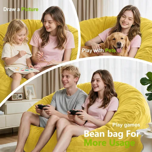 Vista 4 de Sillón puff de 3 pies Sillón estilo puff grande de 3 pulgadas con relleno de espuma viscoelástica, sofá suave con funda de terciopelo holandés