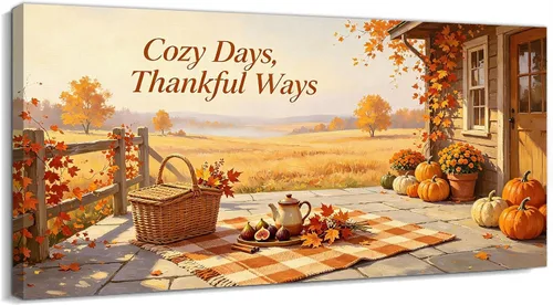 Vista 19 de TIMUBA Lienzo decorativo de pared de otoño de lago, citas de otoño Decoración de pared de otoño-01