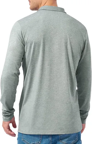 Vista 3 de marami Polo de golf para hombre, camisas tácticas de manga larga, de secado rápido, camiseta con cuello de senderismo