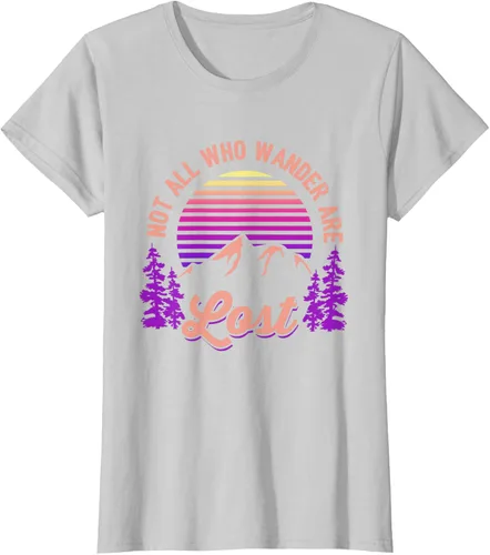 Vista 20 de Not All Who Wander Are Lost Vintage Mountains - Camiseta de senderismo, Negro, S
