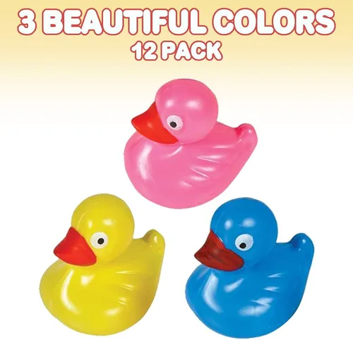 Vista 4 de ArtCreativity Juguetes flotantes de pato de plástico – Paquete de 12 – Juguetes duraderos para tina de agua para niños, suministros de fiesta