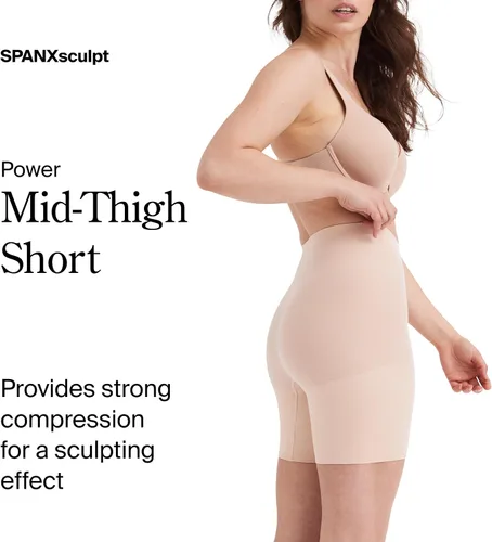 Vista 2 de Spanx SPANXsculpt Short Sin Costuras de Poder a Medio Muslo - Ropa Moldeadora Central - Ligero, Moldeado y Soporte Durante Todo el Día - Sin Líneas