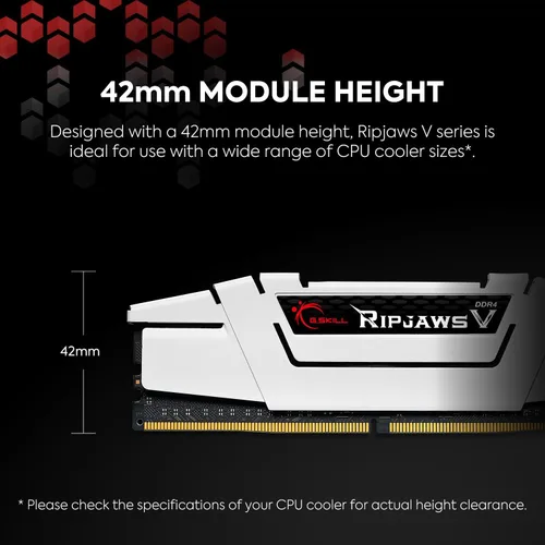 Vista 3 de G.SKILL RipjawsV Series DDR4 RAM (XMP) 32 GB (2 x 16 GB) Hasta 3200 MT/s* CL16-18-18-38 1.35V Intel AMD Desktop Computer Memory U-DIMM - Negro