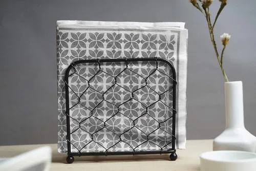 Vista 4 de GoCraft Servilletero de alambre de pollo – Acabado negro rústico de granja, duradero y elegante servilletero para cocina, mesa de comedor, encimera