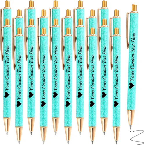 Vista 15 de Hasta 100 bolígrafos personalizados a granel con nombre, bolígrafo con purpurina personalizable, logotipo de negocios, mensaje de texto, regalo