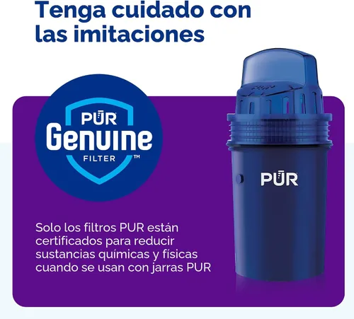 Vista 5 de PUR Jarra de agua de 11 tazas, 1 filtro PUR original, agua más limpia y de gran sabor, apta para lavavajillas, potente filtración, indicador